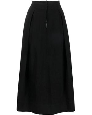 Uma Wang Raw-Edge Pleated Long Skirt - Black