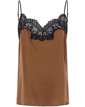Co. Lace-Trim Silk Camisole - Brown
