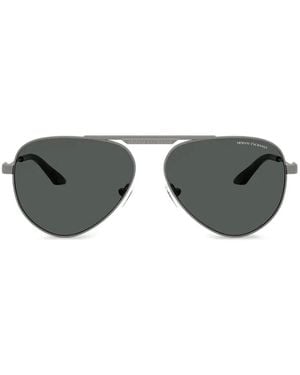 ARMANI EXCHANGE Double-Bridge Pilot-Frame Sunglasses - Gray