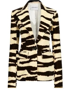 Nina Ricci Zebra-Print Blazer - Black