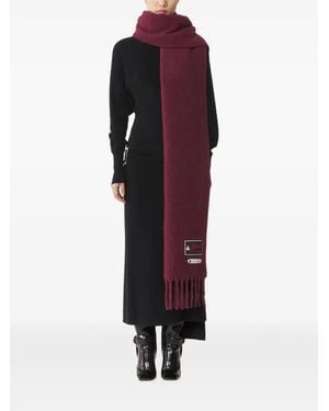 Lanvin Fringed Logo-Patch Scarf - Red