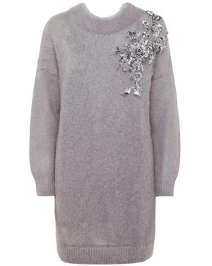 Blugirl Blumarine Robe Courte À Ornements - Grey