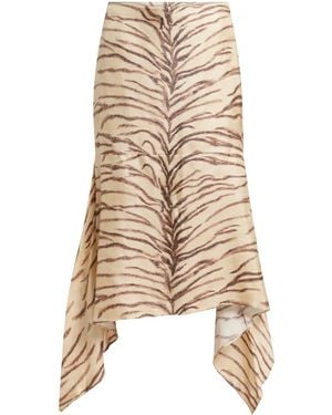 Stella McCartney Tiger-Print Midi Skirt - Natural