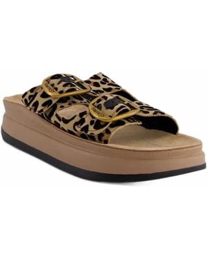 FANTASY SANDALS Zefi Leopard-Print Sandals - Brown