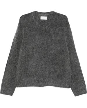 BERNER KUHL V-Neck Brushed Sweater - Gray