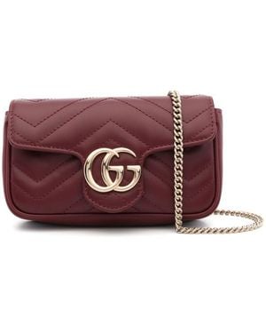 Gucci Super Mini Gg Marmont Cross Body Bag - Purple