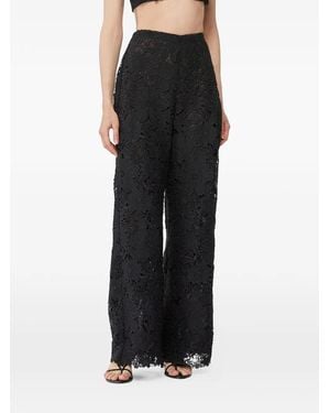 Waimari Pantalones Con Encaje Floral - Negro