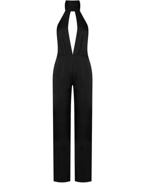 Maison Close Open-Back Satin Jumpsuit - Black