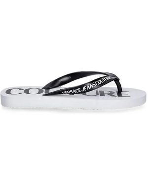 Versace Jeans Couture Logo-Print Flip-Flops - White
