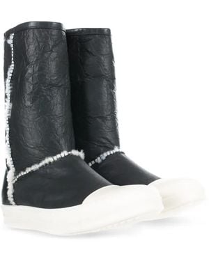 Rick Owens Shearling-Trim Ankle Boots - Black