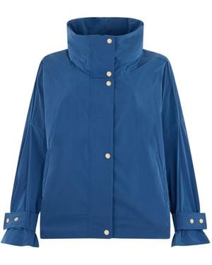 Moorer High-Collar Button Jacket - Blue