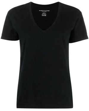 Majestic Filatures V-Neck Cotton T-Shirt - Black