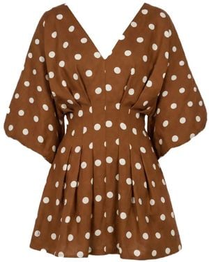 Nicholas Nicoline Mini-Jurk Met Stippen - Bruin