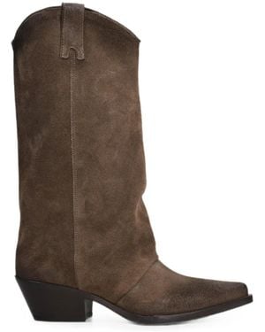 METISSE Distressed-Effect Western Boots - Brown