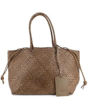 IBELIV Woven Leather Shoulder Bag - Brown