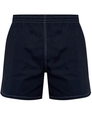 Balmain Dark Nylon Swim Shorts With Lettering - Blue