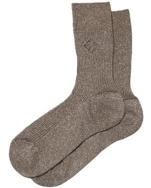 Peserico Calzini A Coste Con Ricamo - Grigio