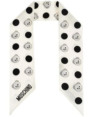 Moschino Bear-Print Scarf - White
