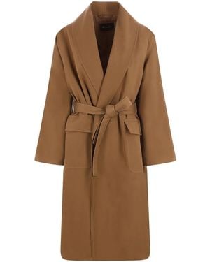 Loro Piana ダブルブレスト シルクコート - ブラウン