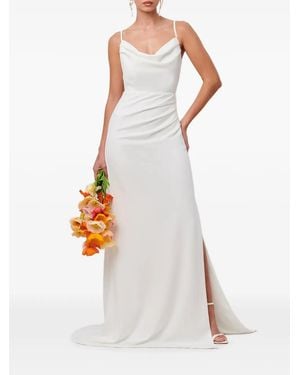 BWLDR Araminta Cowl-Neck Gathered Maxi Dress - White