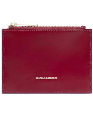 Piquadro Leather Coin Wallet - Red