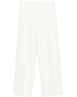 forte_forte Pleated Cotton Trousers - White
