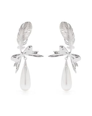 ShuShu/Tong X Yvmin Teardrop Feather Earrings - White