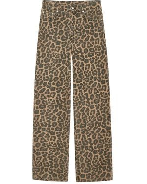 Anine Bing Jeans With Leopard Print - Natural