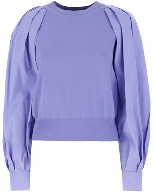 Juun.J Pleated-Sleeve Top - Blue