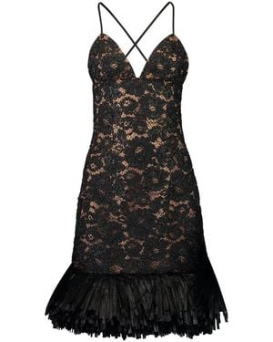 Michael Kors Floral-Embroidered Mini Dress - Black