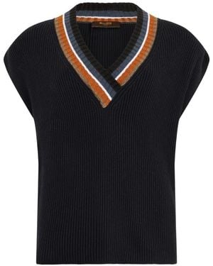 Moorer V-Neck Ribbed Vest - Black