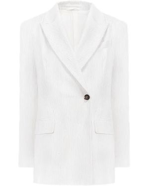 Brunello Cucinelli Pinstripe Tailored Blazer - White