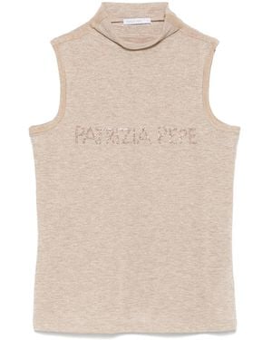 Patrizia Pepe ビジューロゴ トップ - ナチュラル