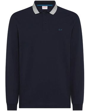Sun 68 Elbow-Patch Polo Shirt - Blue