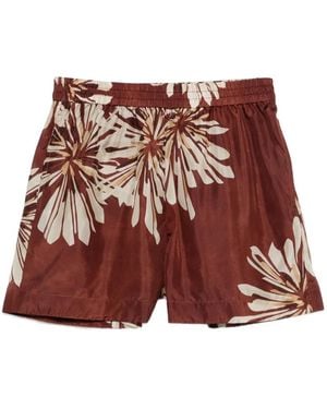 Brunello Cucinelli Floral Silk Shorts - Red