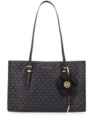 MICHAEL Michael Kors Medium Zadie Logo-Print Flower-Charm Tote Bag - Black