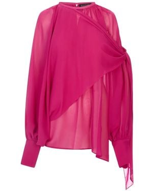 Gianluca Capannolo Draped Knotted-Detail Blouse - Pink