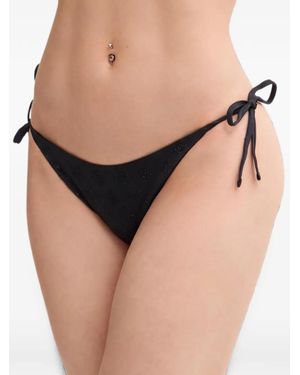 Guess Rhinestone-Embellished Side-Tie Bikini Bottoms - Black