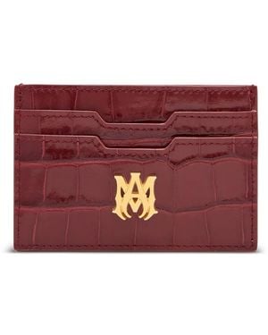 Amiri Embossed Logo-Plaque Card Holder - Red