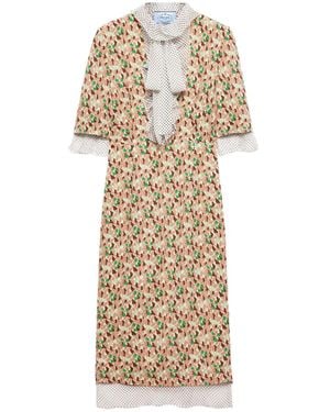 Prada Printed Georgette Midi Dress - Multicolor
