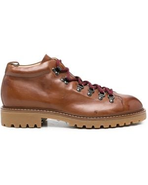 Eleventy Lace-Up Leather Hiking Boots - Brown