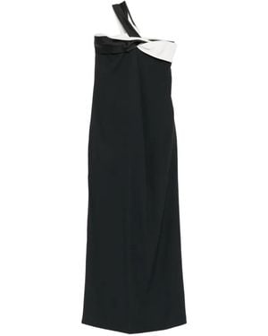 Tom Ford Crepe Satin Draped Asymmetric Evening Dress - Black