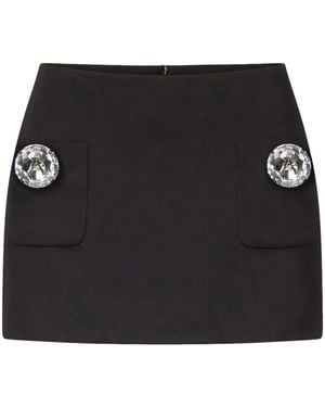 Area Crystal-Embellished Wool Mini Skirt - Black
