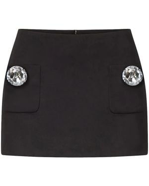 Area Crystal-Embellished Wool Mini Skirt - Black