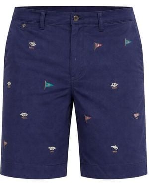 Polo Ralph Lauren Embroidered Cotton Shorts - Blue