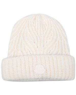 Moncler Alpaca & Wool Blend Beanie - White