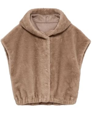 STUDIO AR Hooded Faux-Fur Gilet - Grey