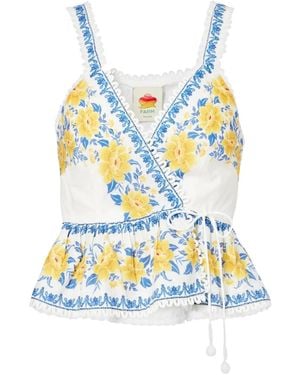 FARM Rio Floral-Print Blouse - Blue