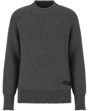 DSquared² Waffle-Knit Raglan-Sleeve Sweater - Gray