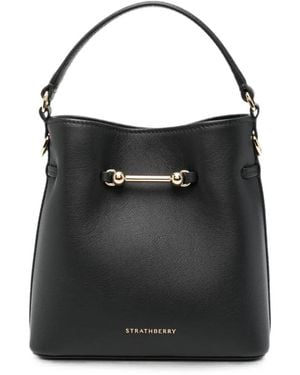 Strathberry Mini Corda Bucket Leather Tote Bag - Black